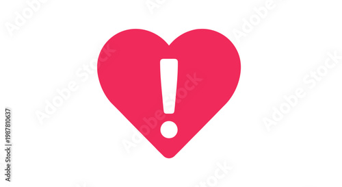 Pink heart with exclamation mark symbol.