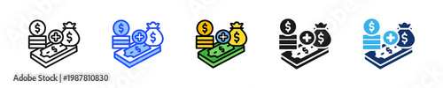 Total Revenue Icon Collection With Multiple Styles