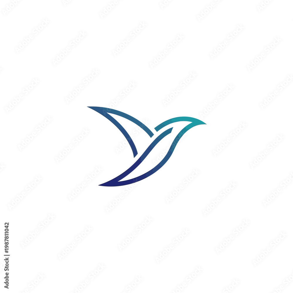 Obraz premium Elegant abstract bird logo design with gradient colors.