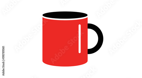 Red Coffee Mug with Black Handle.
