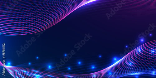 Abstract digital wave background. Design for wavy lines big data network connection in dark blue gradient.