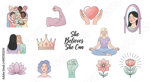 Empowerment Collage: Women's Strength, Self-Love, Diversity, and Feminine Spirit