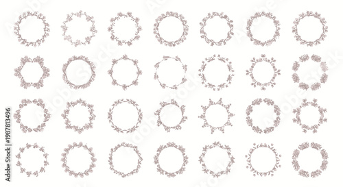 Collection of Floral Wreaths and Circles - Delicate Botanical Elements