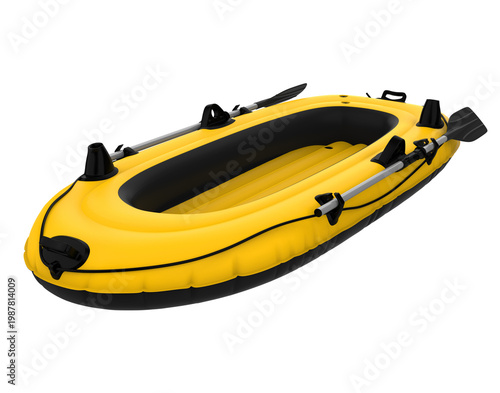 Inflatable Motor Boat Isolated