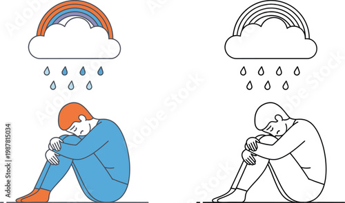 Sadness and rain a sketch of despair and emotional turmoil