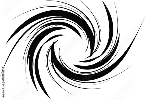 Black Swirling Motion Graphic on White Background