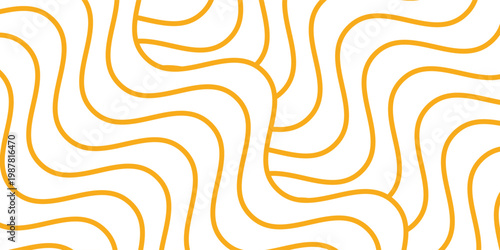 Yellow instant noodle, pasta and spaghetti texture with geometric wavy lines. Ramen, pasta vector pattern. Background abstract food illustration