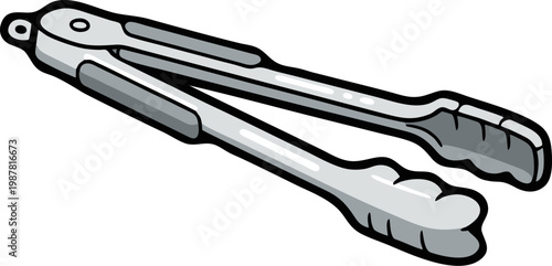 Tongs for Kitchen and Cooking with Gray Grips Isolated on Transparent Background