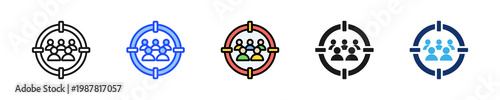 Target Market Icon Collection With Multiple Styles