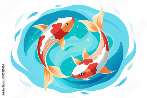 Elegant koi fish swimming gracefully in serene water, symbolizes prosperity, luck, and good fortune for business