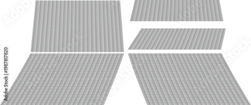 波状ストライプの日本家屋の屋根背景素材セット。クリーンパスで編集可能な抽象的幾何学テクスチャ。