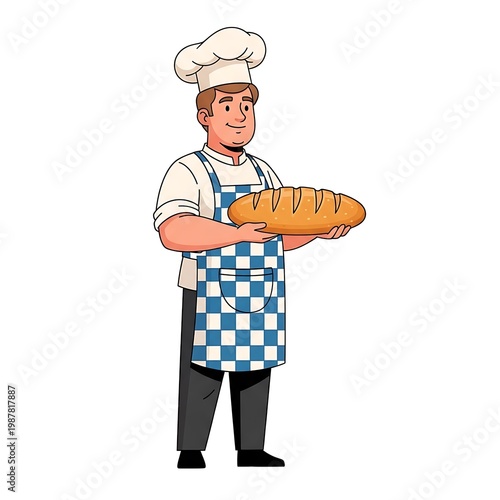 Chef Holding Loaf Bread.