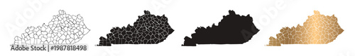 Map of Kentucky, United States, with black and gold lines.