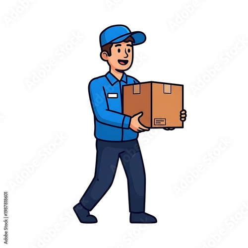 Delivery man carrying a box.