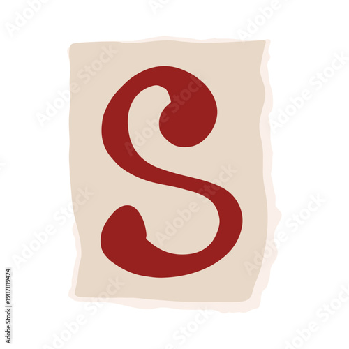 Hand Drawn Ransom Note Alphabet Letters Scrapbook Style Torn Paper Cutout