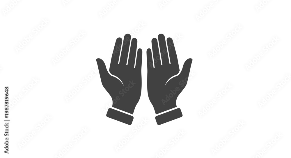 Fototapeta premium Hands in black gloves raised up.