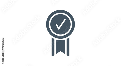 Grey Checkmark Badge Icon Symbol.
