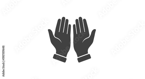 Hands in black gloves raised up.