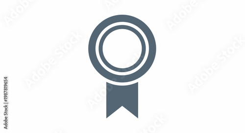 Grey Ribbon Icon With Circle.