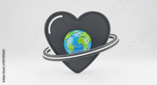 Heart Shaped Symbol with Earth Globe.