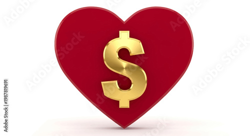 Heart with gold dollar sign symbol.