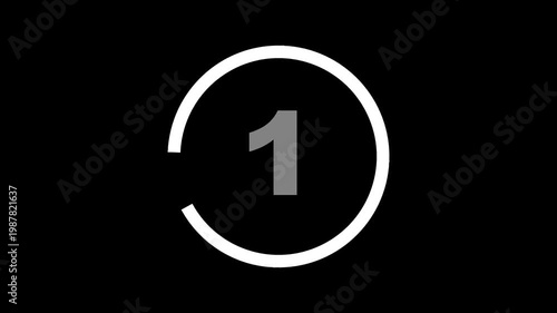 3d A clean and minimalistic countdown animation displaying numbers “3, 2, 1” in sequence. Each number appears centered on a neutral background, surrounded by a circular progress indicator that smoothl
