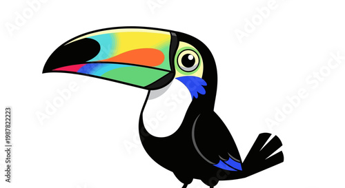 Colorful Toucan Bird Closeup Profile View.