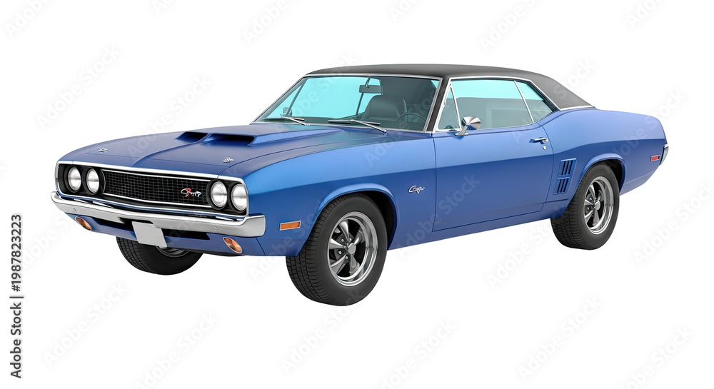 Obraz premium Blue 1970s Dodge Challenger R/T