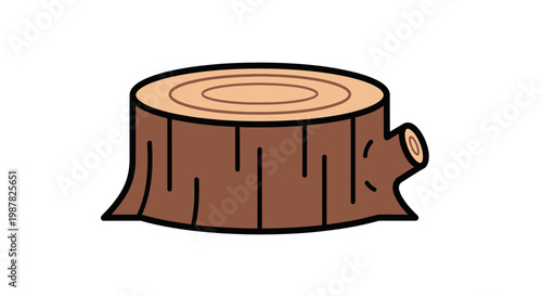 Cartoon Tree Stump Isolated on White Background