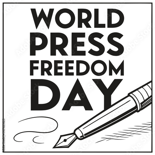 World Press Freedom Day Minimal Line Art Vector Poster Illustration