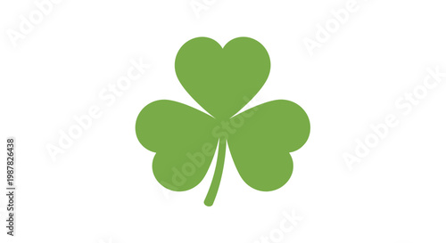 Green Shamrock Symbol Isolated on White Background, Lucky Clover Icon