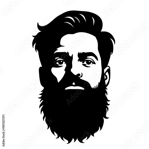 Bearded Man SVG, Beard Vector, Funny Beard Design, Bearded Guy SVG, Masculine Silhouette, Cricut Cut File, Gift for Him, Barber Art