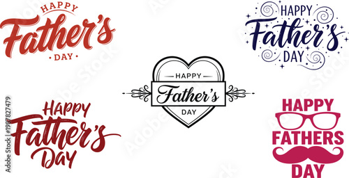 Collection of happy father's day hand lettered calligraphy designs