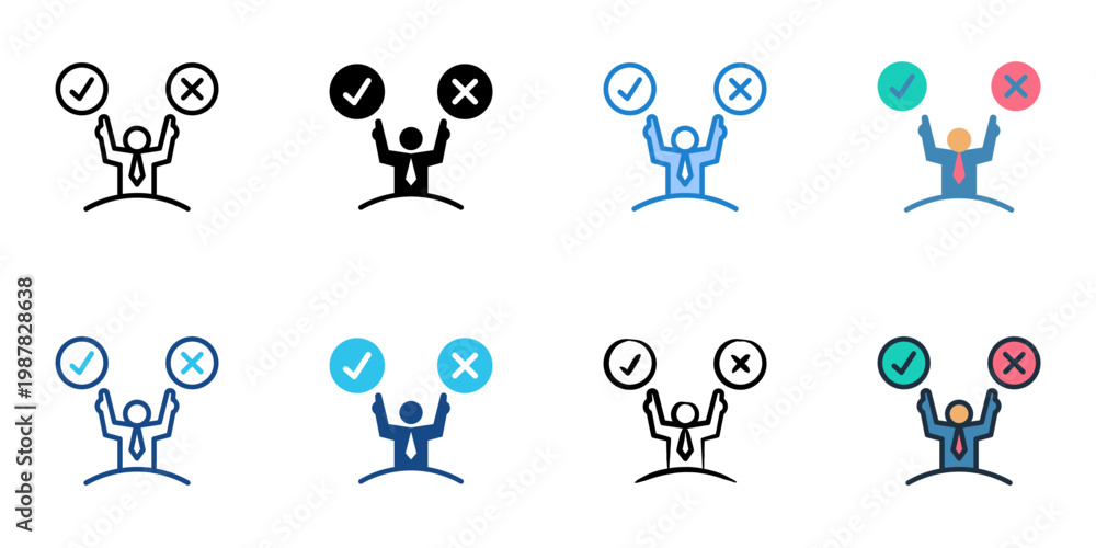 Fototapeta premium Decision making icons set multiple style collection. Editable stroke 