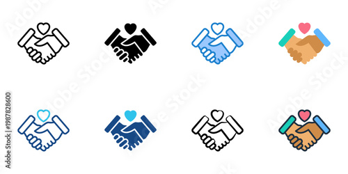 Conflict resolution icons set multiple style collection. Editable stroke 
