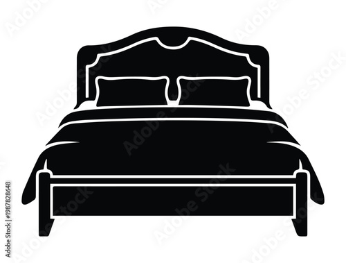 Bed Shape Icon Silhouette Vector black design on a white background