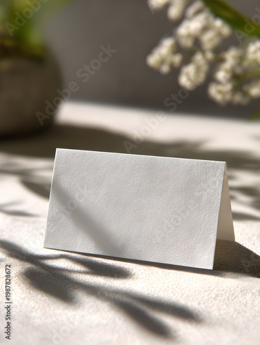 Minimal Table Tent Card Mockup on Neutral Background