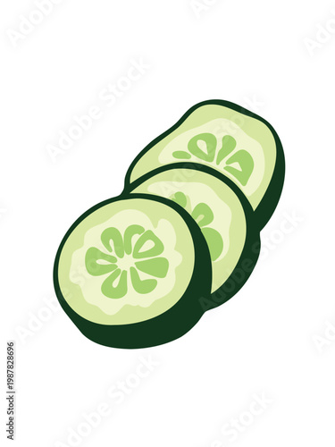 organic cucumber slices healthy food concept isolated white background