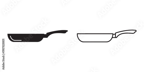 Frying pan vector icon, Frying pan silhouette, Frying pan outline vector