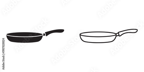 Frying pan vector icon, Frying pan silhouette, Frying pan outline vector