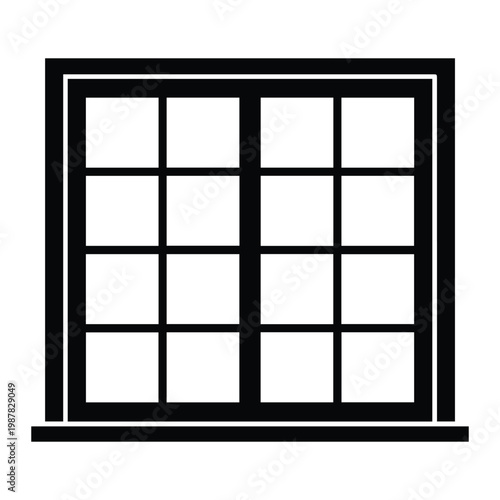 Window Frame Shape Icon Silhouette Vector black design on a white background