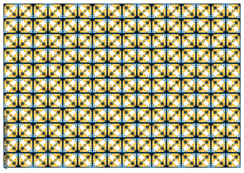 Blue and Gold Modern seamless pattern with golden squares