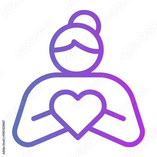 Women protecting heart Line Gradient Icon