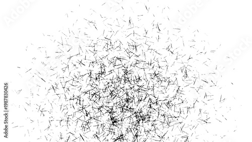 Abstract black ink line strokes pattern on white background