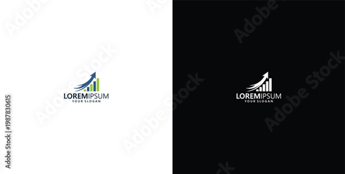 vector logo design wave logo and business consulting logo bar statistics