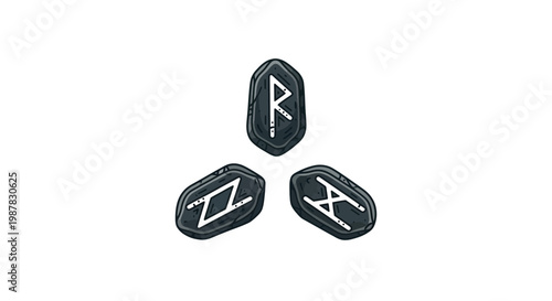 Ancient runes stones on white background, occult symbols, viking symbols, divination stones