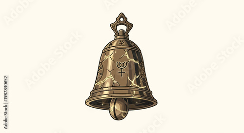 Antique Golden Bell with Symbol