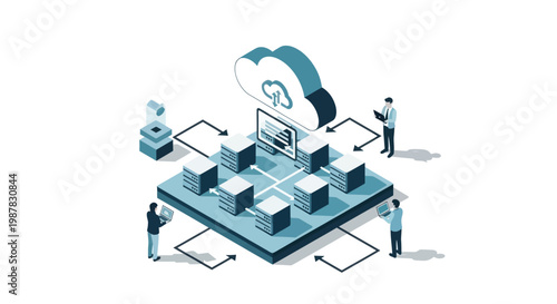 People working on computer network system.