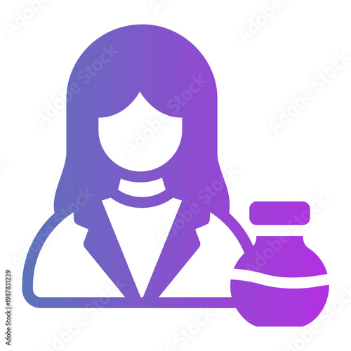 Women scientist Line Gradient Icon