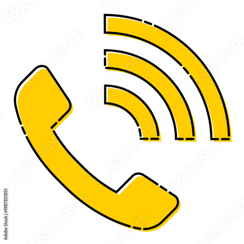 電話のアイコン 色ズレ 版ズレ おしゃれ ベクター素材